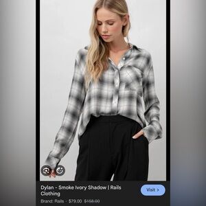Rails Dylan Shirt in Smoke Ivory Shadow. Medium. Like New.
